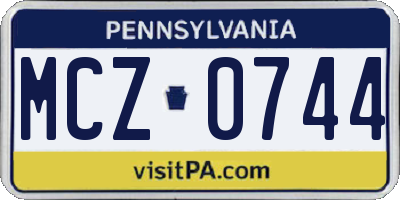 PA license plate MCZ0744