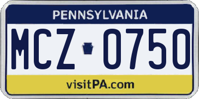 PA license plate MCZ0750