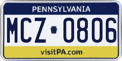 PA license plate MCZ0806