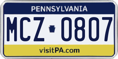 PA license plate MCZ0807
