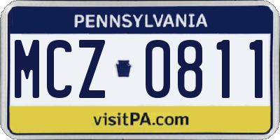 PA license plate MCZ0811