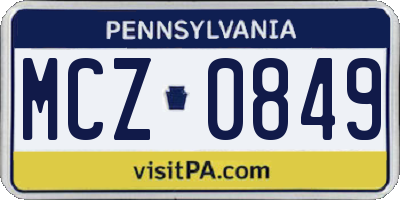 PA license plate MCZ0849