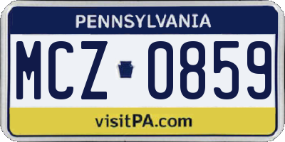 PA license plate MCZ0859