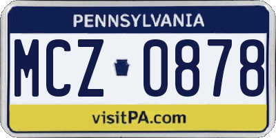 PA license plate MCZ0878