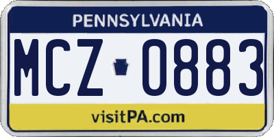 PA license plate MCZ0883