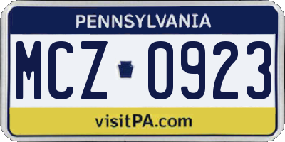 PA license plate MCZ0923