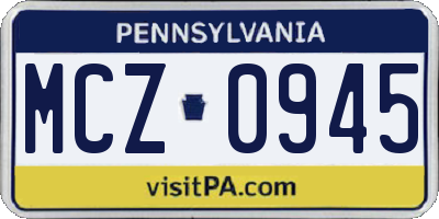 PA license plate MCZ0945