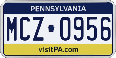 PA license plate MCZ0956