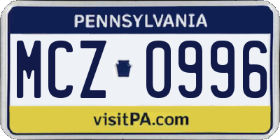 PA license plate MCZ0996