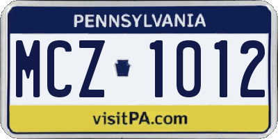PA license plate MCZ1012