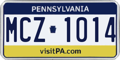 PA license plate MCZ1014
