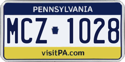 PA license plate MCZ1028