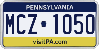 PA license plate MCZ1050
