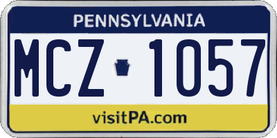 PA license plate MCZ1057