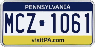 PA license plate MCZ1061