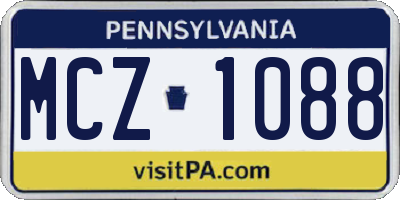 PA license plate MCZ1088