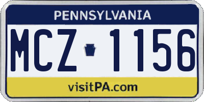 PA license plate MCZ1156