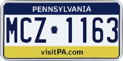 PA license plate MCZ1163