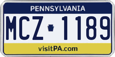 PA license plate MCZ1189