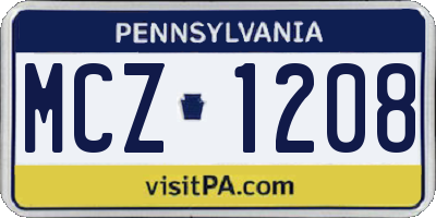 PA license plate MCZ1208