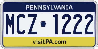 PA license plate MCZ1222