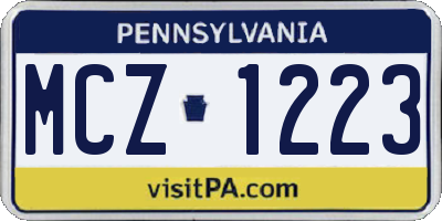 PA license plate MCZ1223