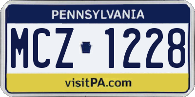 PA license plate MCZ1228