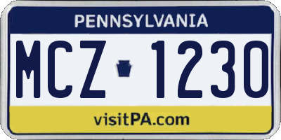 PA license plate MCZ1230