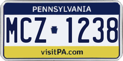 PA license plate MCZ1238