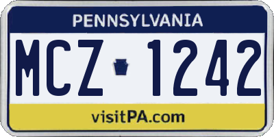 PA license plate MCZ1242