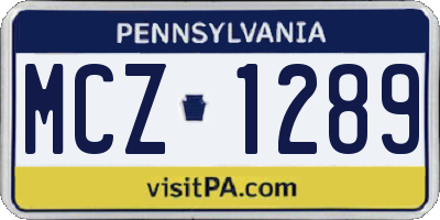 PA license plate MCZ1289