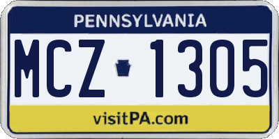 PA license plate MCZ1305