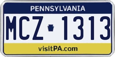 PA license plate MCZ1313