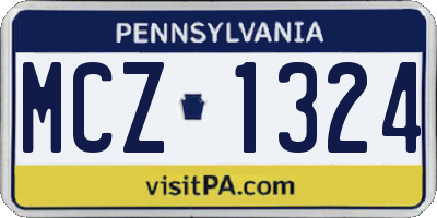 PA license plate MCZ1324