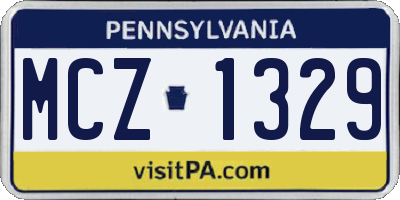 PA license plate MCZ1329