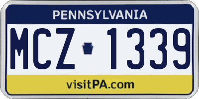 PA license plate MCZ1339