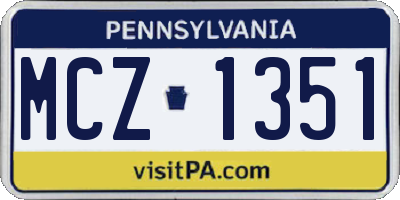 PA license plate MCZ1351