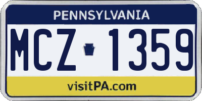 PA license plate MCZ1359