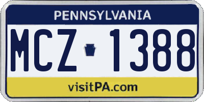 PA license plate MCZ1388