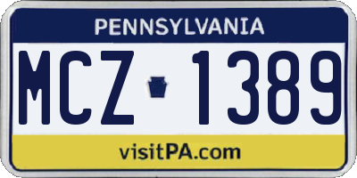 PA license plate MCZ1389