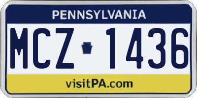 PA license plate MCZ1436