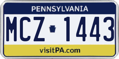 PA license plate MCZ1443