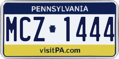 PA license plate MCZ1444