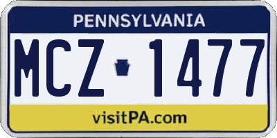 PA license plate MCZ1477