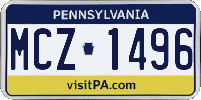 PA license plate MCZ1496
