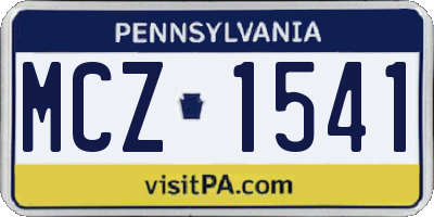 PA license plate MCZ1541