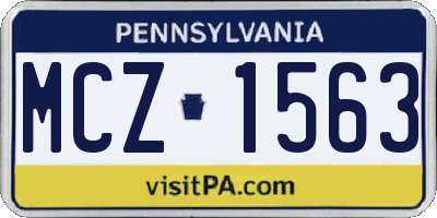 PA license plate MCZ1563