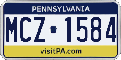 PA license plate MCZ1584