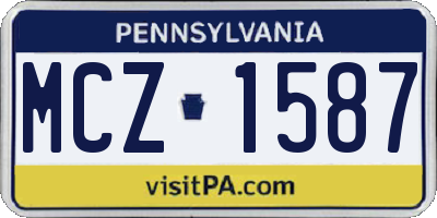 PA license plate MCZ1587