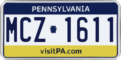 PA license plate MCZ1611